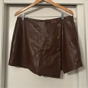 Brown leather skort